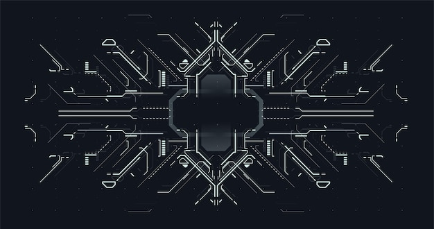 Cadre de haute technologie. Contexte technique abstrait. Interface utilisateur HUD. Écrans tête haute pour la vidéo et les jeux. Modèle de technologie abstraite futuriste. Illustration de Cyberpunk Sky-fi. Conception de concept de science-fiction.