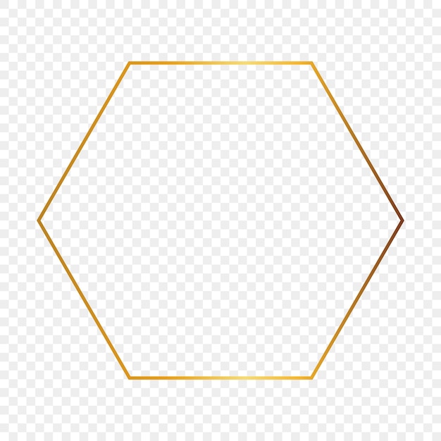 Cadre Hexagonal Brillant Or Isolé Sur Fond Transparent. Cadre Brillant Avec Des Effets Lumineux. Illustration Vectorielle.