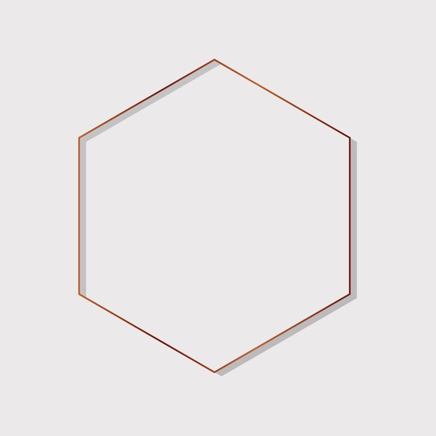 Vecteur cadre hexagonal doré sur fond blanc
