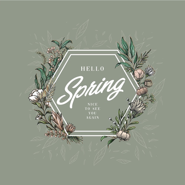 Cadre hexagonal Hello Spring