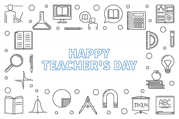 Cadre Horizontal De Contour De Happy Teacher's Day