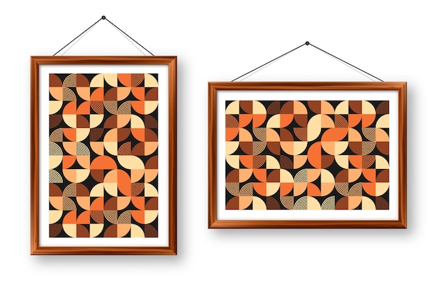 Cadre d'image avec motif géométrique à la mode Bauhaus style arrière-plan moderne éléments simples rétro