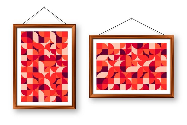 Cadre d'image avec motif géométrique à la mode Bauhaus style arrière-plan moderne éléments simples rétro