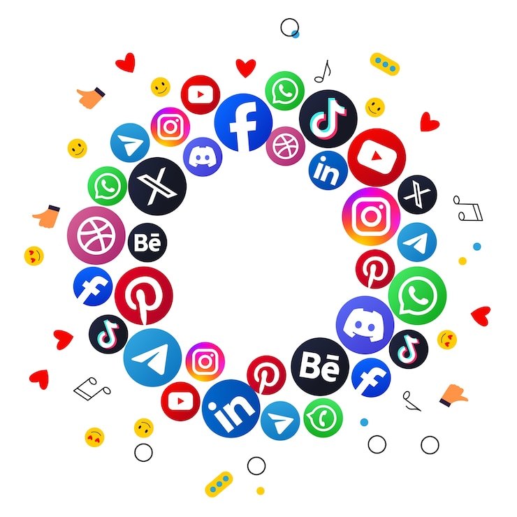 Vecteur cadre de logo de médias sociaux