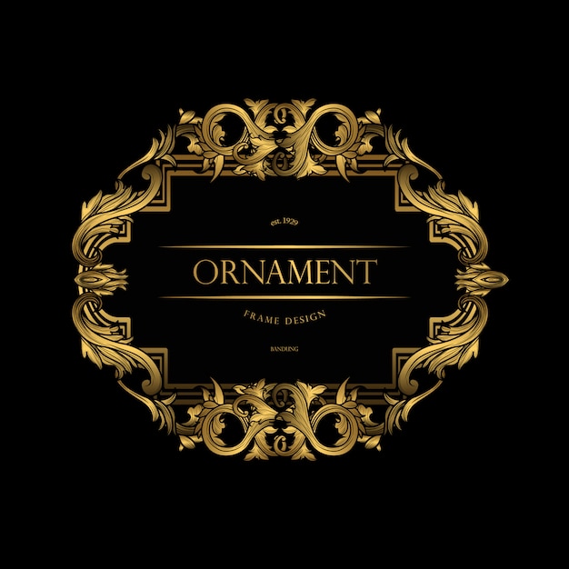 Cadre De Luxe Avec Ornement D'or