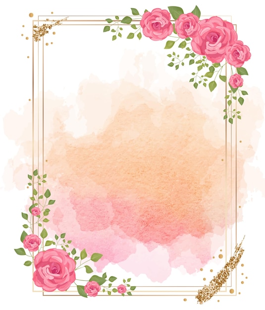 Cadre De Mariage Aquarelle Avec Des Fleurs