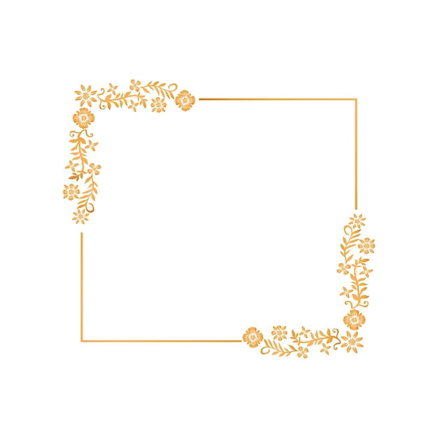 Cadre de mariage Collection Cadre rectangulaire Cadre floral doré élégant pour les invitations et les salutations