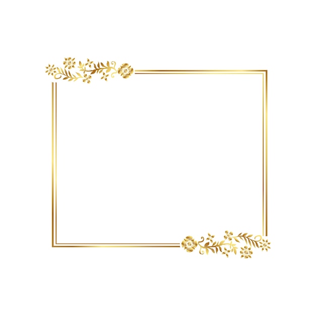 Cadre de mariage Collection Cadre rectangulaire Cadre floral doré élégant pour les invitations et les salutations