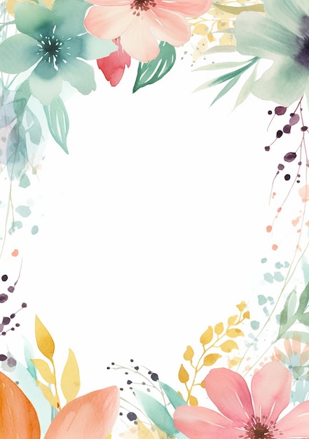 Cadre mignon pour cartes et invitations faites de fleurs sauvages stylisées comme une aquarelle