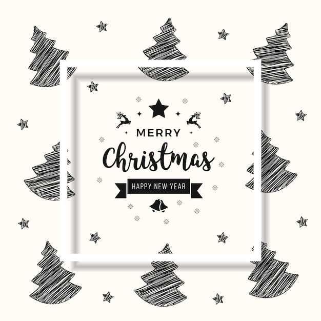 le cadre d'ombre du texte de la carte de voeux de l'arbre de Noël