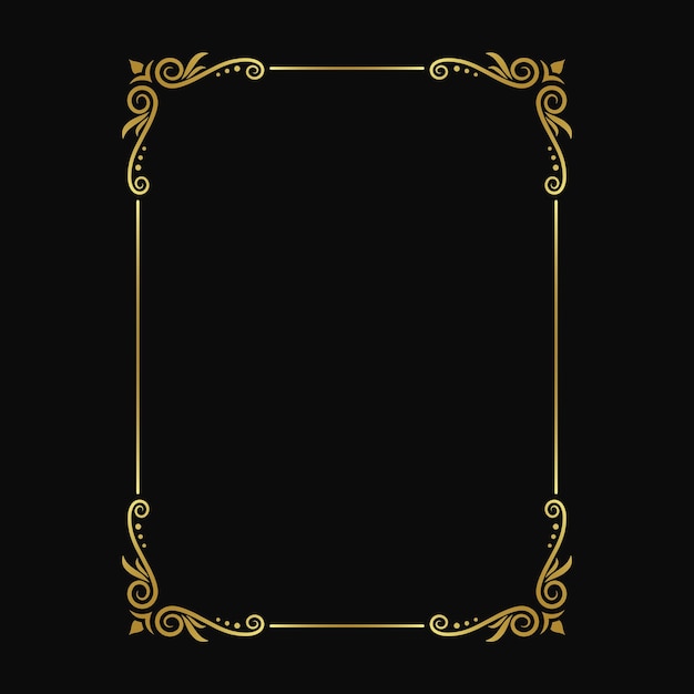Cadre en or carré avec dessin vectoriel ornemental