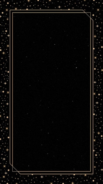 Cadre d'or mystique sur fond d'écran de téléphone mobile fond noir