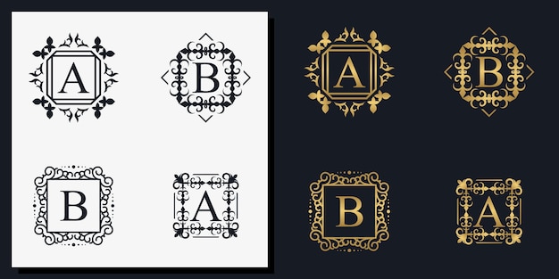 Cadre d'ornement créatif lettres A et B s