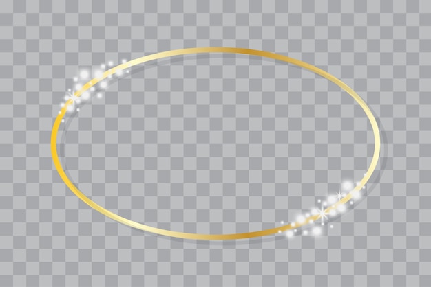 Cadre ovale doré. Bordure de cadre léger circulaire. Cercle magique. Illustration vectorielle.