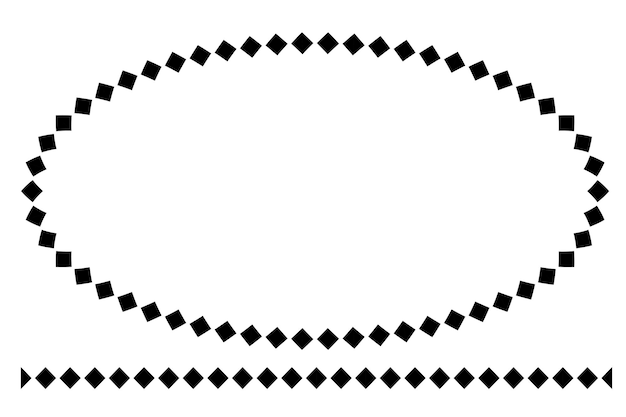 Cadre ovale de forme simple de vecteur et cadre noir de ligne, d'isolement sur le blanc