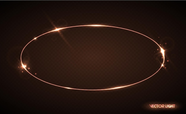 Cadre Ovale De Vecteur Avec Des étincelles Et Des Projecteurs. Bannière D'ellipse Brillante. Illustration Vectorielle Isolée Sur Fond Transparent Noir. Effet De Lumière Translucide.