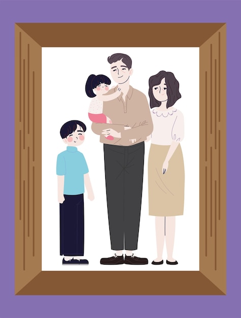 Cadre Photo Avec Une Famille Coréenne