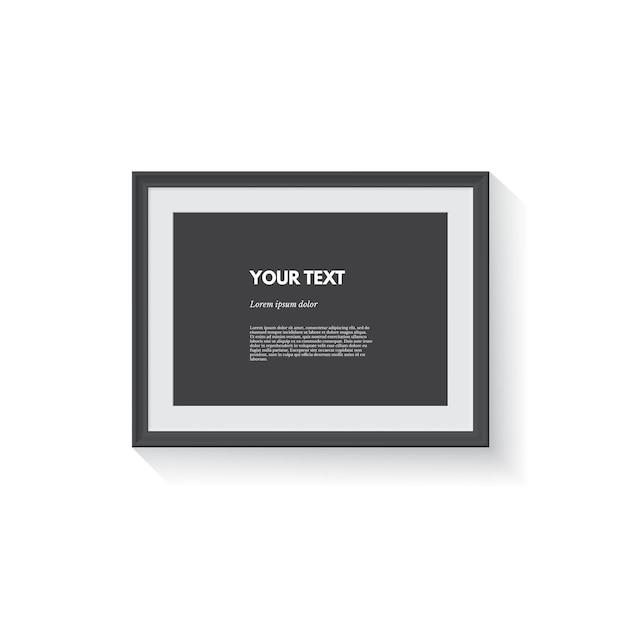 Vecteur cadre photo horizontal noir isolé sur blanc