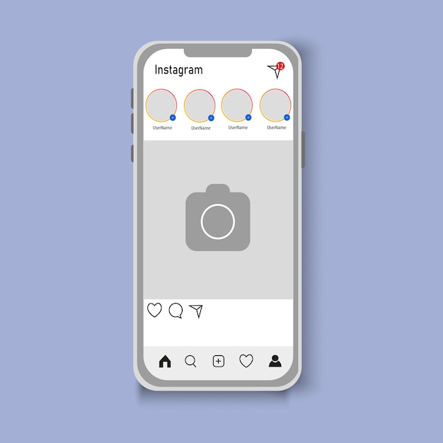 cadre photo instagram réaliste sur la publication instagram du téléphone avec fond transparent