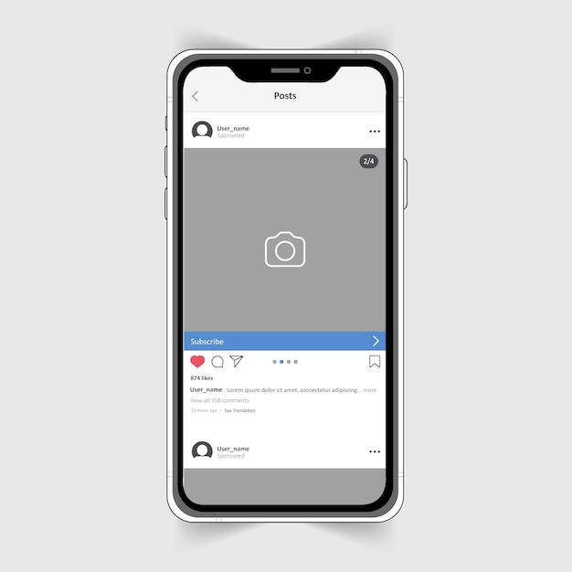 Un cadre photo Instagram réaliste sur un smartphone