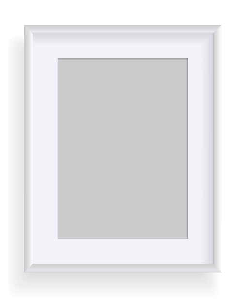 Cadre photo isolé sur maquette de cadre rectangulaire blanc Encadrement vide pour les présentations Cadre de peinture photo ou photo pour l'intérieur de la galerie d'art Modèle vectoriel