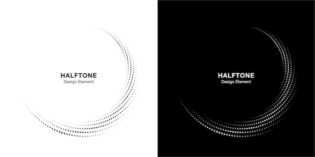 Cadre En Pointillé En Demi-teinte Cercle Distribué De Manière Circulaire. élément De Conception D'emblème Logo Points Abstraits. Icône De Bordure Ronde Utilisant La Texture De Point De Cercle De Demi-teintes.