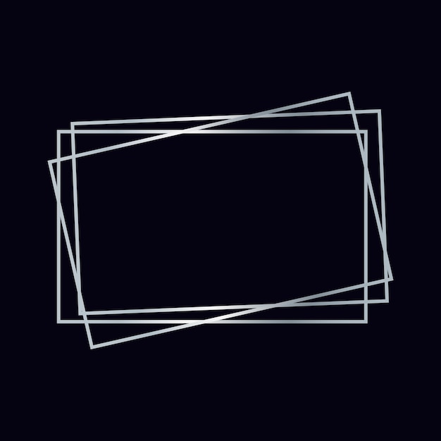 Cadre polygonal géométrique argenté avec effets brillants isolés sur fond sombre Toile de fond art déco rougeoyante vide Illustration vectoriellexA