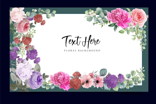 Un cadre pour un fond floral avec des fleurs roses et violettes.