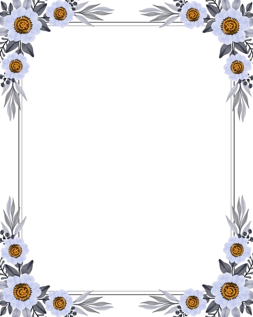 Cadre Rectangle Avec Fleur Blanche Et Bordure Grise Pour Carte De Voeux Et  De Mariage | Vecteur Premium