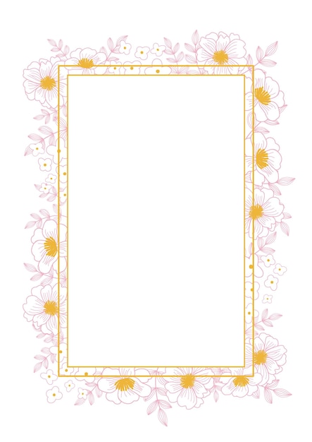 Cadre Rectangle Floral Avec Des Fleurs Roses De Contour Pour Le Texte Adapté à L'invitation De Mariage De Carte Postale