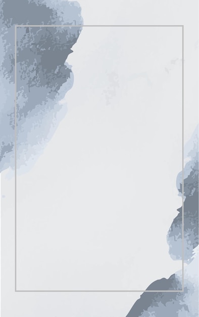 Cadre rectangle en or sur aquarelle bleue