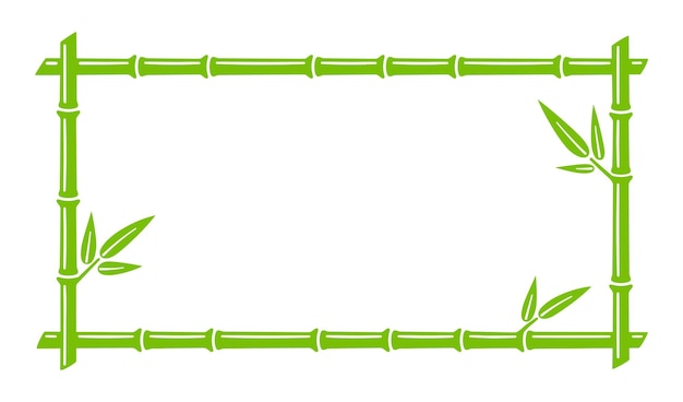 Cadre Rectangle De Tronc De Bambou Vert Zone De Texte Naturelle Bordure De Branche De Bambou Avec Des Feuilles Modèle De Cadre Vierge Illustration Vectorielle Isolée Dans Un Style Plat Sur Fond Blanc