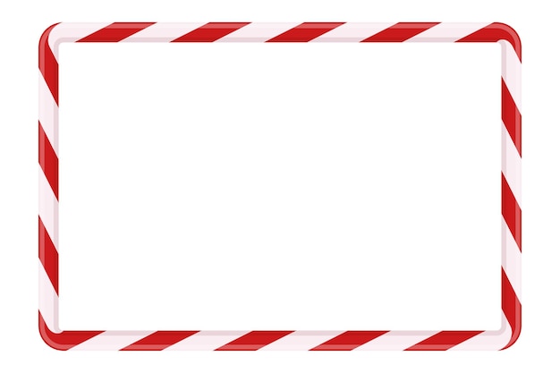 Cadre rectangulaire de canne à bonbons de Noël Fond festif blanc avec bordure rouge rayée
