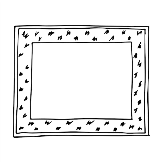 Vecteur cadre rectangulaire de style doodle dessiné à la main illustration vectorielle noir et blanc