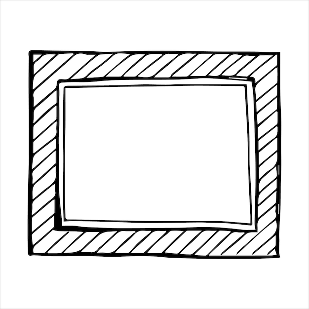 Cadre rectangulaire de style doodle dessiné à la main