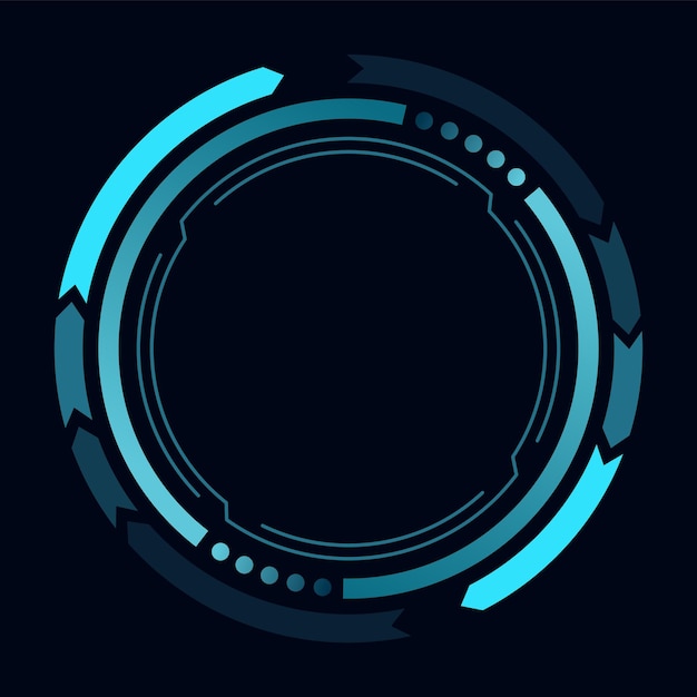 Cadre rond ou bordure sci fi élément de néon circulaire pour l'interface de jeu UI numérique données futuristes