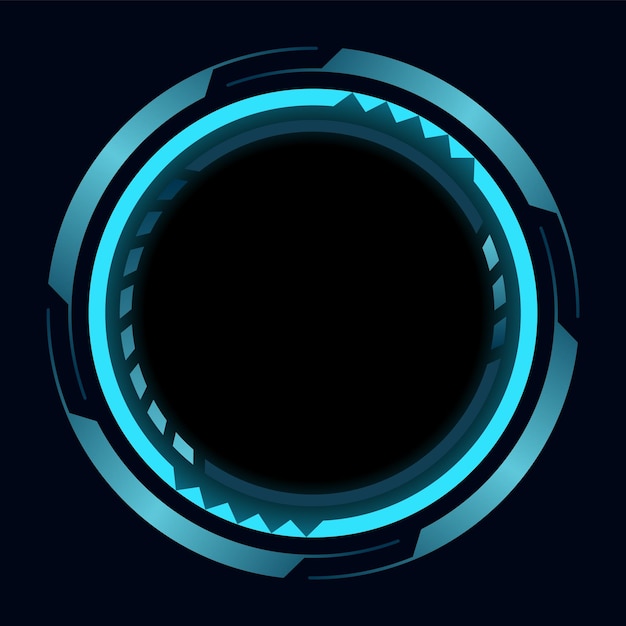 Cadre rond ou bordure sci fi élément de néon circulaire pour l'interface de jeu UI numérique données futuristes
