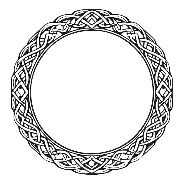 Cadre rond celtique Vector isolé à motif noir sur fond blanc Frontière