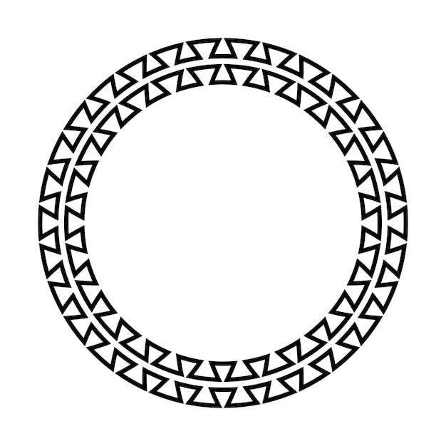 Cadre rond à clé grecque. Bordure de cercle de motifs égyptiens, assyriens et grecs typiques.