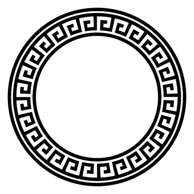 Cadre Rond à Clé Grecque. Bordure De Cercle De Motifs égyptiens, Assyriens Et Grecs Typiques.