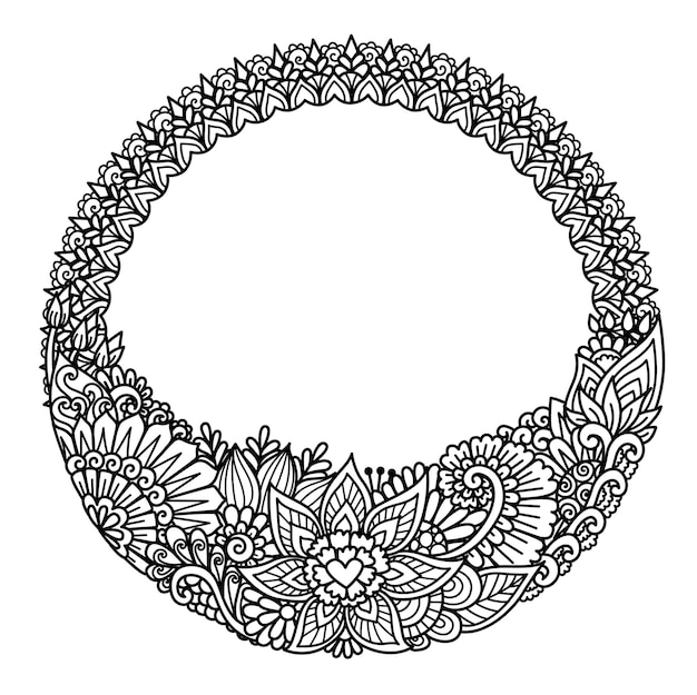 Cadre Rond Mandala Pour Impression, Gravure Ou Coloriage. Illustration Vectorielle