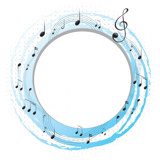 Cadre rond avec des notes de musique sur des échelles