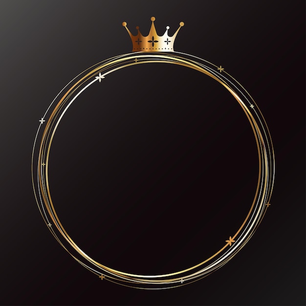 Un cadre rond en or unique avec une belle couronne