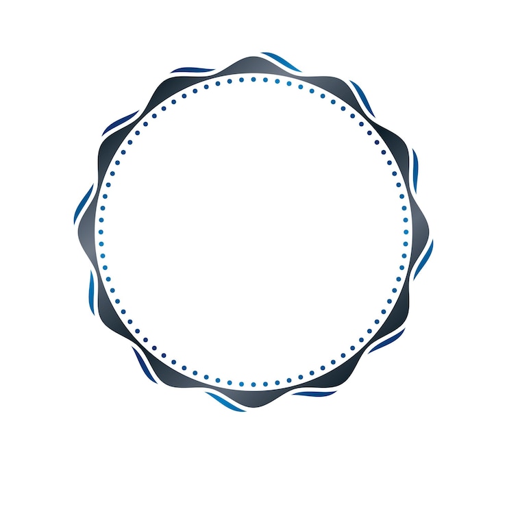 Vecteur cadre rond vintage créé avec des courbes et des ornements ondulés. emblème décoratif héraldique blason isolé illustration vectorielle.