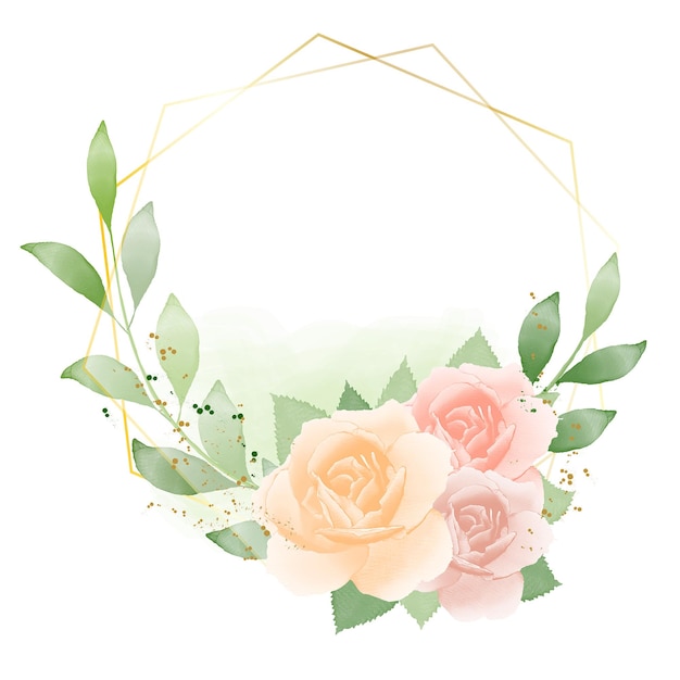 Cadre Rose Vintage Aquarelle