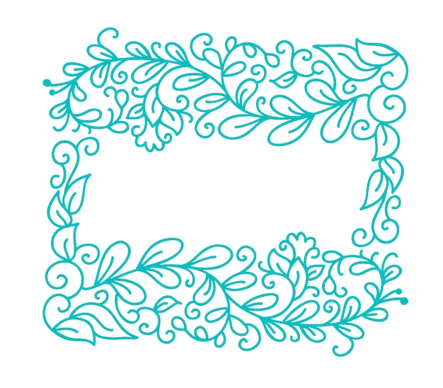 Cadre De S'épanouir Calligraphie Monoline Vecteur Vintage Turquoise