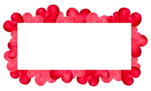 Vecteur cadre de la saint-valentin avec place pour le modèle de texte rectangulaire composé de coeurs