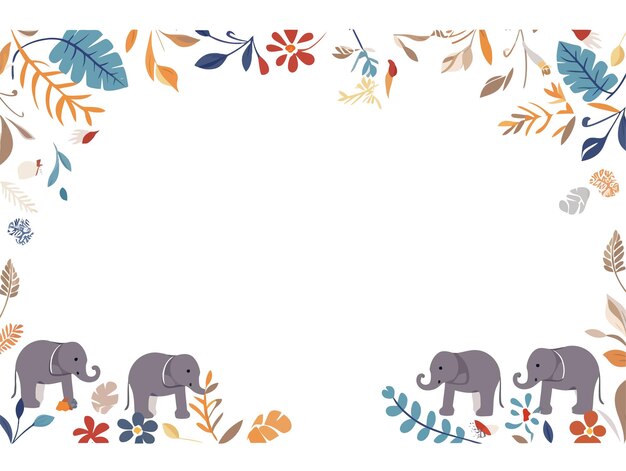 Vecteur cadre simple de vecteur dans le concept d'éléphants dans la faune