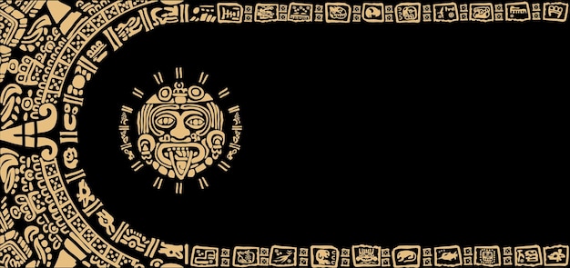 Vecteur cadre de symboles lettres et images des anciennes civilisations mayas