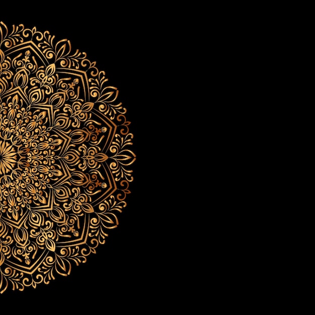 Cadre De Titre Vintage Mandala Doré De Luxe Avec Carte De Mariage D'invitation Islamique Ou Ramadan Kareem